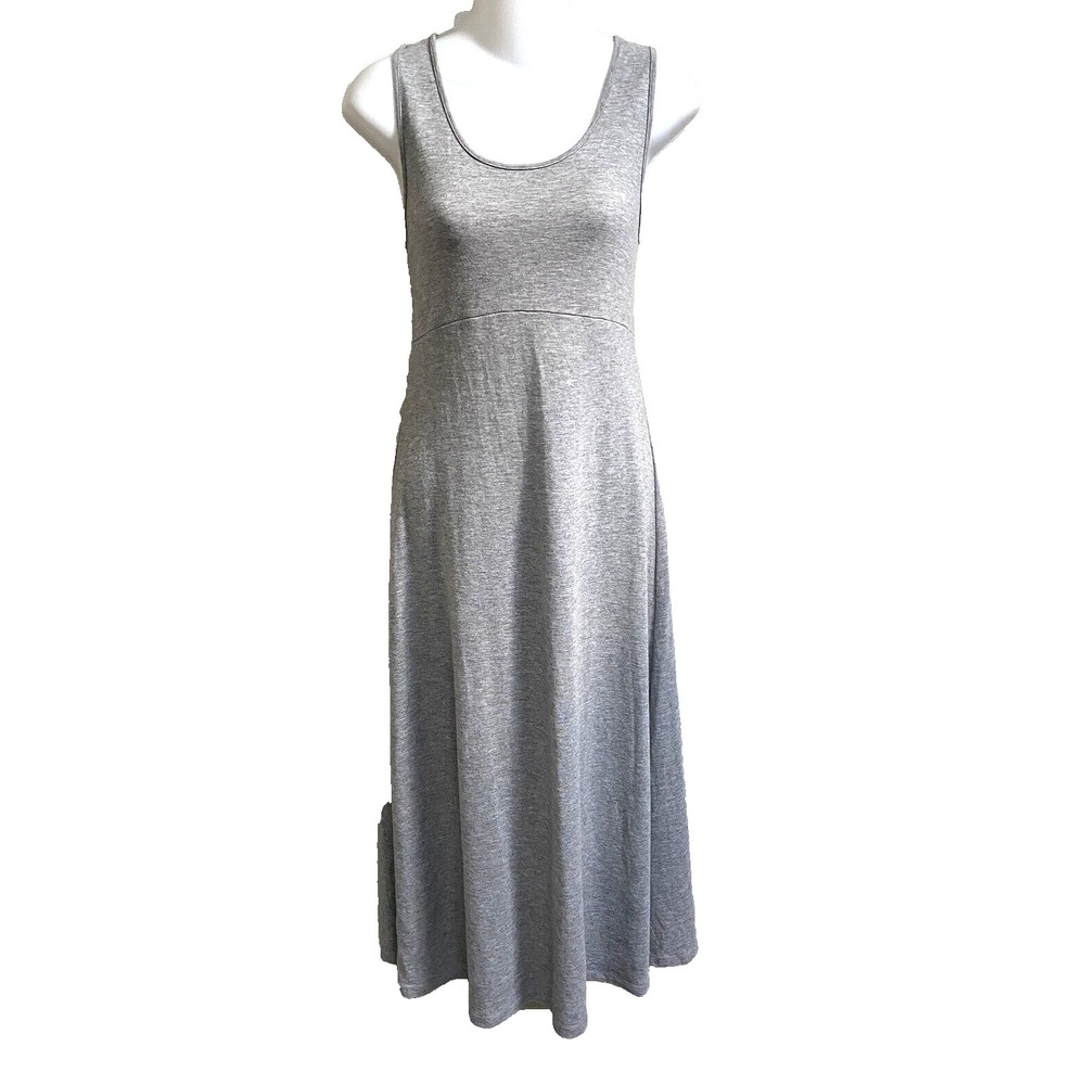 J. Jill Womens Gray Heather Jersey Knit Scoop Neck Empire Waist Maxi Dress S